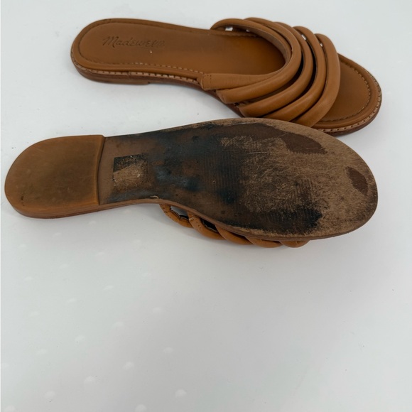 Madewell The Addie Leather Slide Sandals Tan Brown Size 8 Boho Summer Beach - Picture 5 of 6